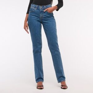 Abercrombie Curve Love Mid Rise 90s Straight Women’s Jeans 28 SHORT Dark Marble